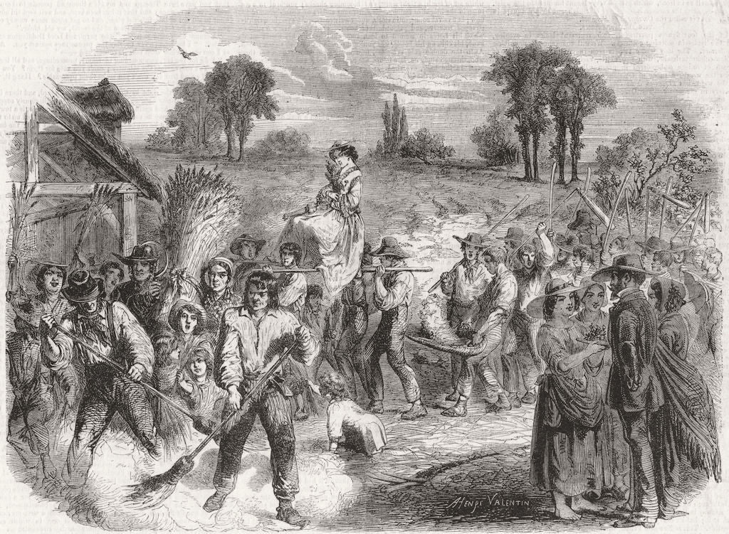 FRANCE. Harvest fete in Lower Normandy 1857 old antique vintage print picture